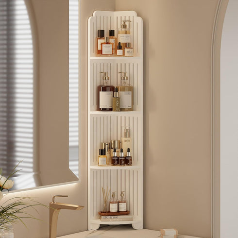 4-Tier VECELO Bathroom Shelves for Narrow Space, Modern Corner Shelf Stand,Small Storage Organizer for Bathroom,Toilet