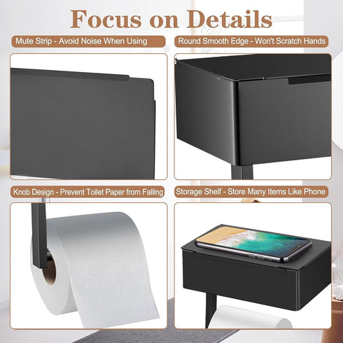 SUS304 Toilet Paper Holder with Shelf - Stainless Steel Toilet Paper Storage with Wipes Dispenser & Toilet Paper Roll