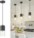 Black Pendant Lights Kitchen Island, Modern Hanging Lights Fixtures with Cylinder Clear