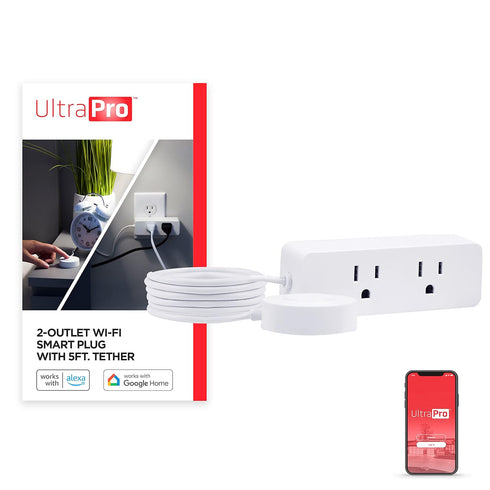 UltraPro Smart Plug WiFi Outlet with Tether, Dual Smart Outlet, Works with Alexa, Google Home