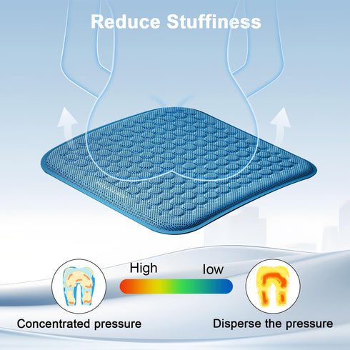 Tailbone Double Thick Gel Seat Cushion for Office Chair, Car & Wheelchair - Orthopedic Memory Foam & Cooling Gel