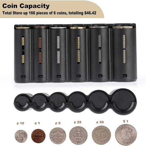 BSTKEY Pack US Coin Holder Coin Dispenser, Fanny with Banknote Waiters Purse Coin Sorter Coin Organizer, Black Coin