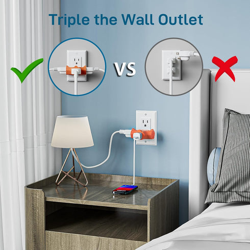 K KASONIC 3-Outlet Grounding Adapter, UL Listed Plug Extender, Heavy-Duty Power Tap, 3 Pack