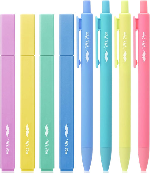 Mr. Pen Aesthetic Highlighters and Gel Pens, 8 Pack, Assorted Color Highlighters and Gel Pens