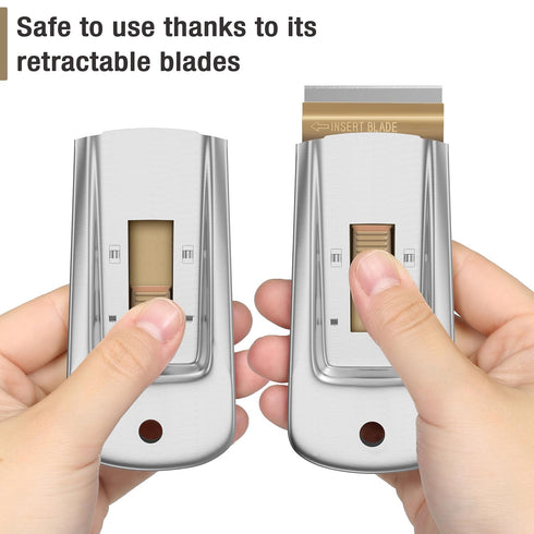 2 Pack, 30 Bates- Metal Razor Blade Scraper, Extra Blades, Scraper for Cleaning, Glass Scraper, Razor Blade Scraper