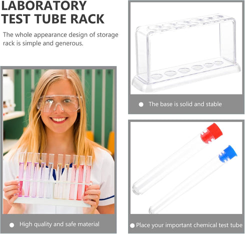 TEHAUX 1 Set Laboratory Tube Holder, Test Tube Rack Kit with Plastic Stand