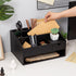 Wood Desk Drawer Organizers with File Organizer and Pen Holder, Black Office Decor Combo for Desk Organization