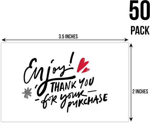 TENTADO 50 3.5 2 Thank You For Your Purchase Cards, pcs, in x in, Hearts Pattern, Suitable For Small Business Owners