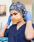 4 Satin Lined Scrub Cap for Women Extra Large Long Hair Surgical Nurse Cap Buttons