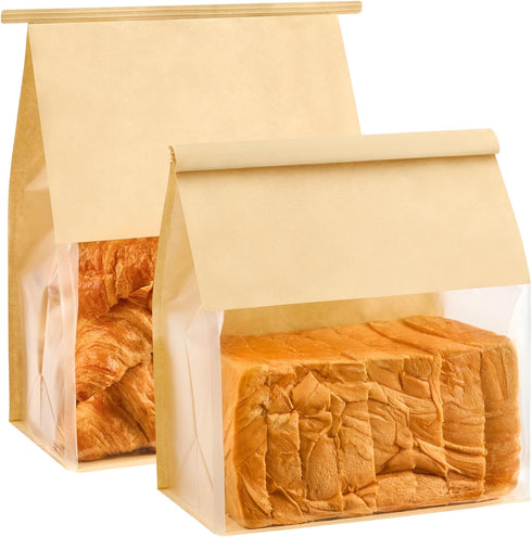 Ocmoiy 100 Pack Bread Bags for Homemade Breads, 8.7x4.3x11 Inches Resealable Tin