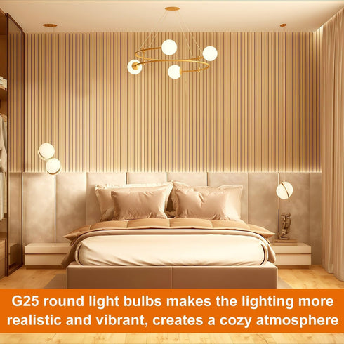 G25 Bulbs Dimmable 60W, 4 Pack 2700K Bulbs 60 25 E26 Ledbulb, Bulb Vinaco Glass LED Light No Flicker Round Light Watt