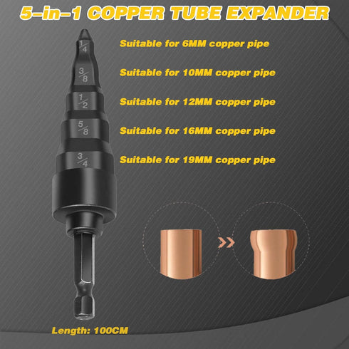 HVAC Repair Tool, 5 in 1 Swage Tube Expander for Air Conditioner Copper Pipe with Drill Set