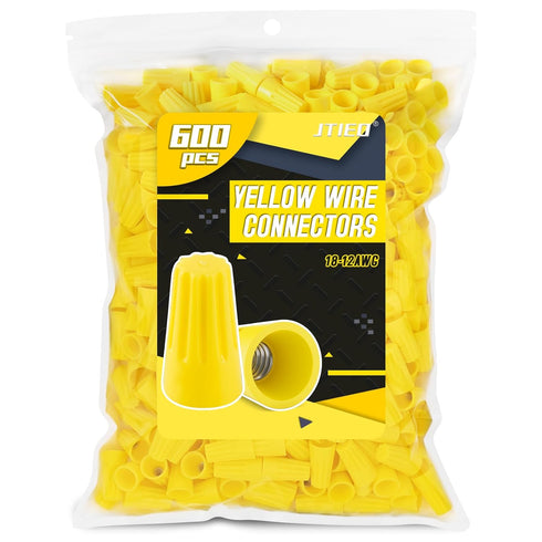 600 Pcs Yellow Electrical Wire Connectors, Spring Insert Twist Caps, Connection Wire Nuts Screw Terminals for Quick