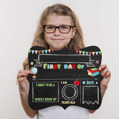 Sumind 2 Pcs Double Sided Chalkboard Sign, 11.8 x 9.8 Inches, First and Last Day of School Reusable Photo Prop
