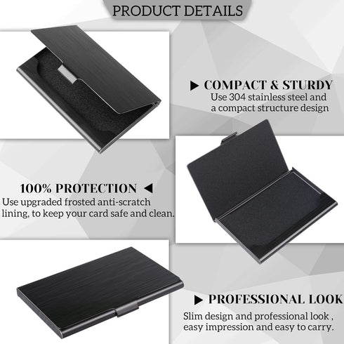 Business Card Holder: Slim Metal Case for Men & Women, Professional Stainless Steel Card Holders with Gift Box Set