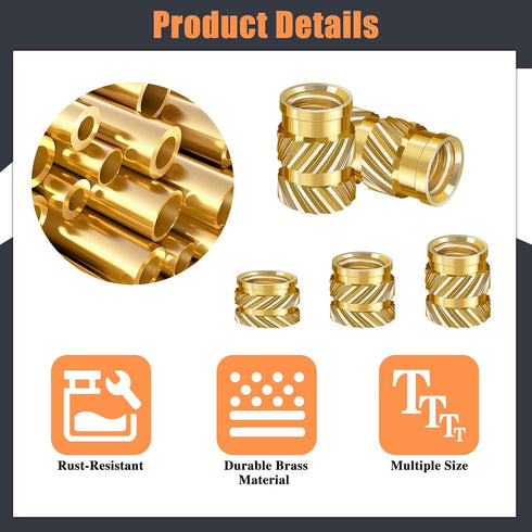 307 Threaded Inserts for Plastic Set, M2-M6 Heat Set Insert with Soldering Iron Tips, Brass Insert Tool Kit for 3D