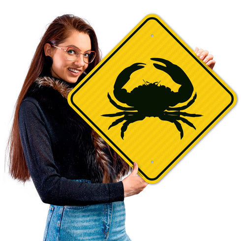 18x18 Inches, 3M Reflective.063 Crab Crossing Sign, AEGP Aluminum, Fade Resistant, Made in USA