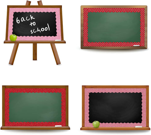 Whaline 69Ft Valentine's Day Glitter Bulletin Board Borders, 5 Designs Red Pink Heart Stripe Dot Decoration