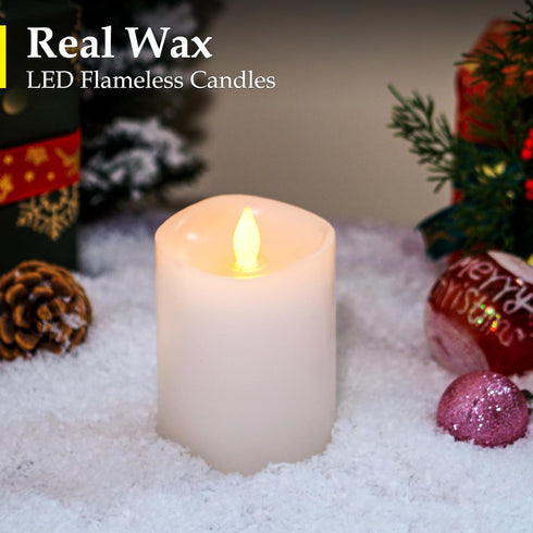 34'' 1-Pack) Flameless Candles with Flickering Flame & Remote Timer - Battery Operated LED Pillar Candles,Realistic
