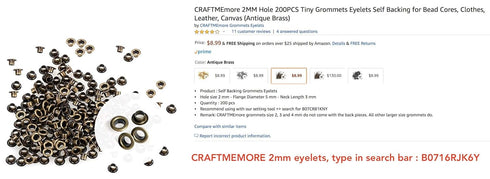 CRAFTMEMORE Grommet Tool Kit - 2mm Eyelet Setting Tool with Hole Punch Cutter & 100 Grommets