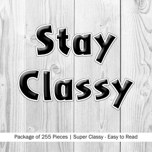 Barker Creek 4" Black Tie Affair Letter Pop-Outs, Classy Black Designer Letters for Bulletin Boards, Displays, and