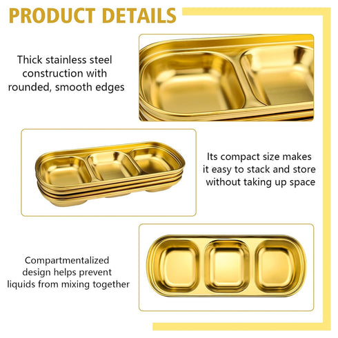 Chihutown 8PCS 3-Compartment 8.113.150.94in/20.682.4cm Esthetician Bowls, Thickened Stainless Steel Facial Skincare