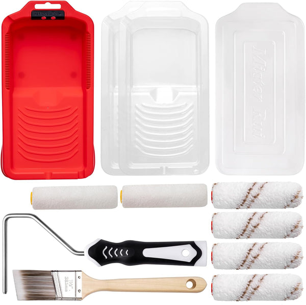 Mister Rui 4 Inch Paint Roller Kit, 12-Piece Mini Roller Set with