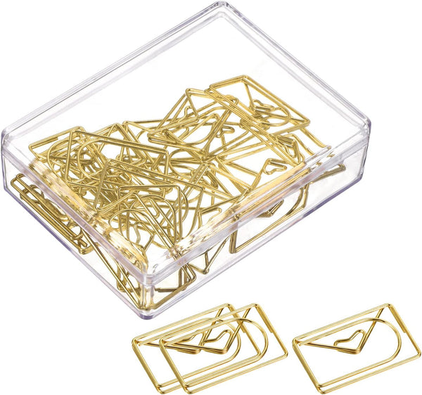YOKIVE 20 Pcs Gold Envelope Shape Paper Clips, Great for Daily Use, Keep Desk Neat, Art, Home