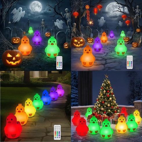 Generic IP65 Solar Penguin Light, Rechargeable Globe Color Changing Solar Globe Lamp Waterproof Outdoor Garden RGB Warm