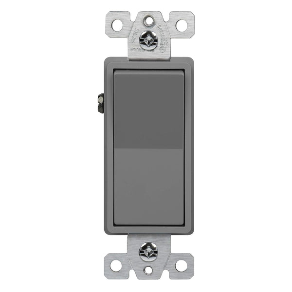 ENERLITES 20 Amp Light Switch, Single Pole Decorator Style, Commercial Grade, Gray, 91200-GY