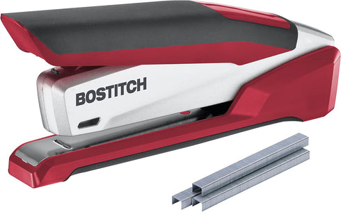 Bostitch Office InPower Spring-Powered Premium Desktop Stapler, Red/Silver (1117)