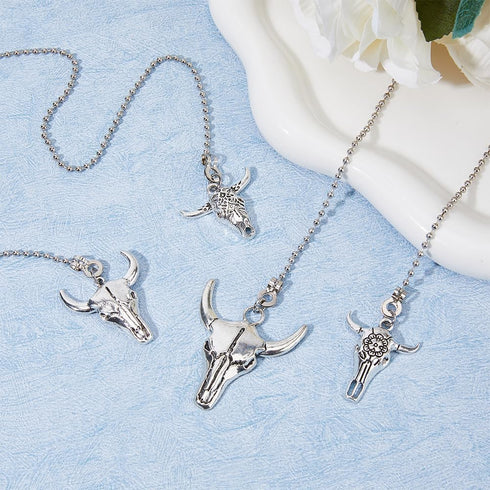 DICOSMETIC 4Pcs Fan Pull Chain, Ceiling Pull Chain Extension with Cattle Head Design, Stainless Steel Ball Chain