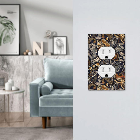 1 Outlet Covers Paisley Pattern Flower Cashew Flower Plant Gang Duplex Electrical Receptacle Faceplate Light Switch