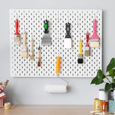 30 Pcs White Pegboard Hooks, Metal Storage Tool Accessories for Keys, Jewelry, Utensils, Compatible with IKEA Skadis
