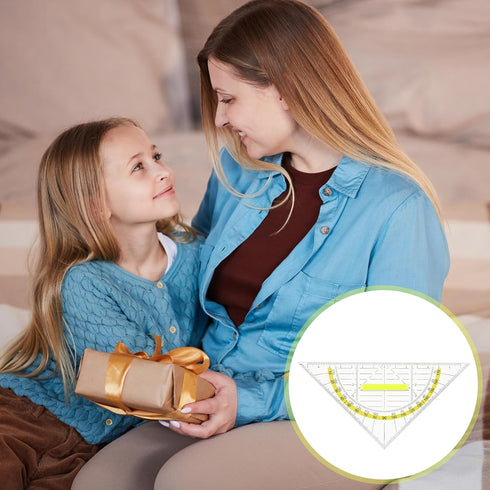 PEOVLVN 4 Set Set Pcs Multifunctional Triangle Ruler with Handle, Plastic Triangle Ruler Protractor Geometry