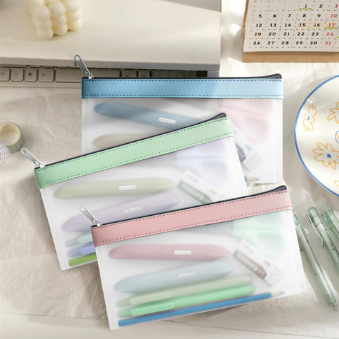 Clear Pencil Pouch-3 Pack, Zippered Clear Case for Kids, Makeup Pouch for Office School Supplies, Travel