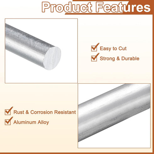 uxcell 1Pcs 1/2" Dia Round Aluminum Rod, 12" Long 6061 Solid Lathe Bar Stock for Industry and DIY Crafts