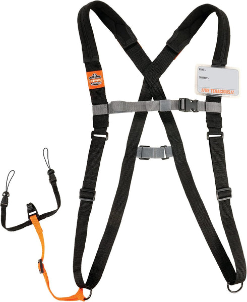 Ergodyne Squids 3138 Barcode Scanner Padded Harness, Tethering Lanyard for Bar Code Scanners, Black, Small