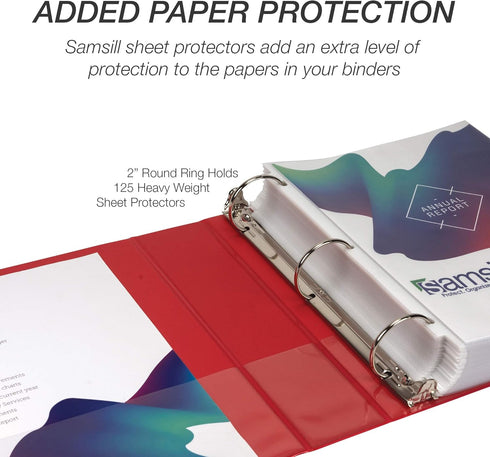 Samsill Economy 3 Ring Presentation View Binder, 2 Inch Round Ring, Holds 425 Sheets, Red
