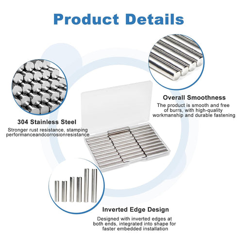 Juvielich 30Pcs M6 40mm 1/4 Inch 1.57 Inch 304 x / x Dowel Pin Stainless Steel Cylindrical Dowel Pins Shelves Dowel Pin