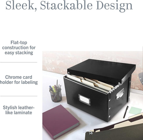 Snap-N-Store File Storage Box & Organizer - 2 Pack, Portable File Boxes for Documents, Back To School