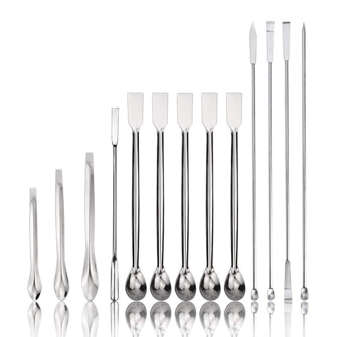 15Pcs Stainless Steel Lab Spatula Micro Scoop - Reagent Laboratory Mixing Spatula 22cm Long Sampling Spoon