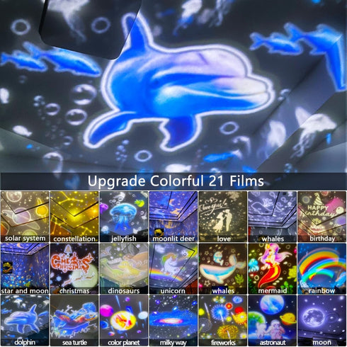 LytRdIt 21 Sets 360 of Films, Projector Night Light for Kids Bedroom, Ceiling, Star Galaxy Projector, Baby Night Light