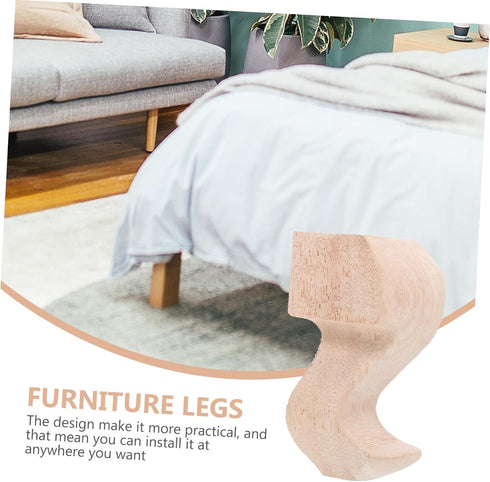 4pcs Carved Rubber Wood Furniture Legs for Sofa Tv Cabinet Bedside Table Replacement Feet Moisture Resistant