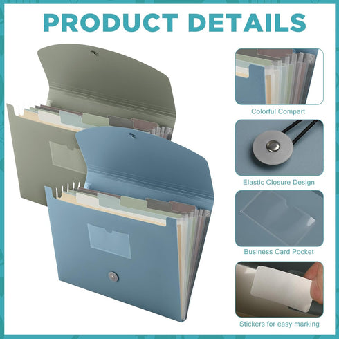 Harloon 4 Pieces Expanding File Organizer, 7 Pocket Cover Folder with Labels for Travel School