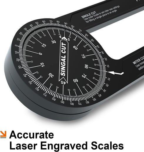 Mecurate 7.3-Inch Aluminum Miter Saw Protractor, Precision Laser Engraved Angle Finder with 360 Degree Rotation