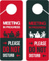 Meeting In Progress Do Not Disturb Door Hanger Sign, 2 Pack, Double Sided, Ideal for Offices and Online Sessions