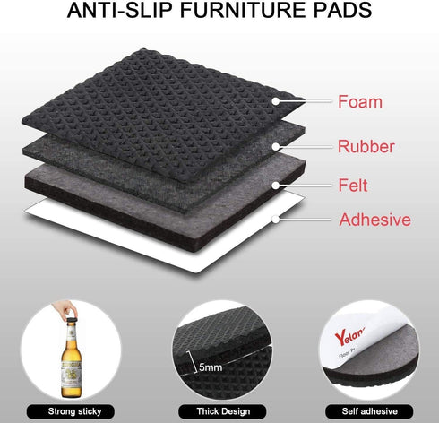 Yelanon Non Slip Furniture Pads - 56 pcs Self Adhesive Rubber Feet, Anti Slide Furniture Protectors