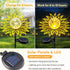Solar Garden Lights Outdoor Decor, Metal Flower Stake Light with Warm White Crackle Glass Globe, Waterproof Decorative