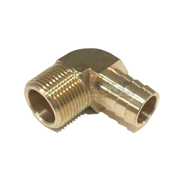 3/4" Hose ID to 3/4" Male NPT 90 Degree Brass Elbow Fitting for Fuel, AIR, Water, Oil, Gas, WOG
